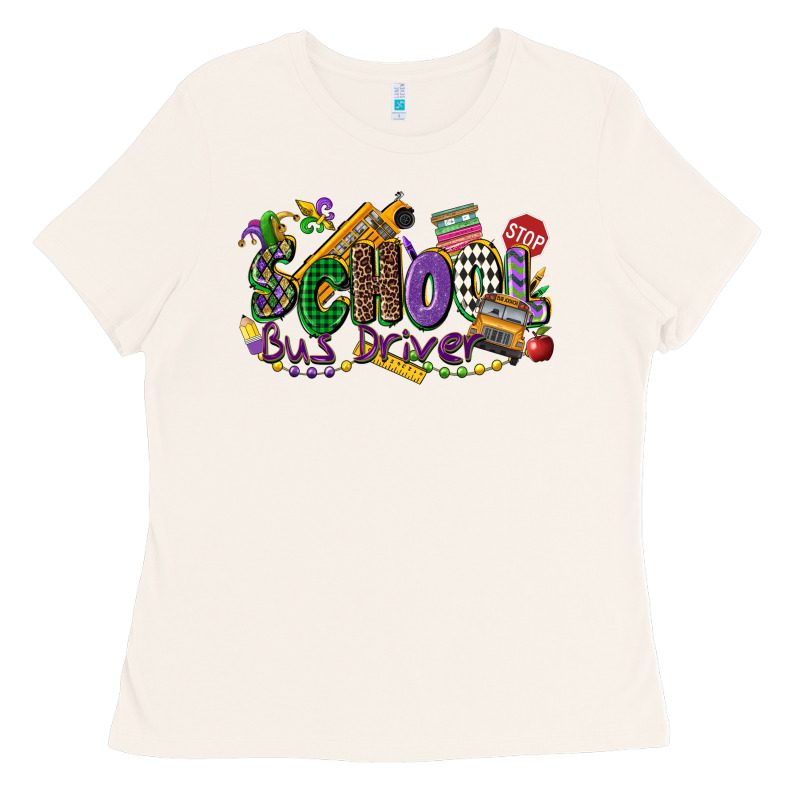 School Bus Driver Mardi Gras Ladies Tee by CowGirlArtShop | Teevron