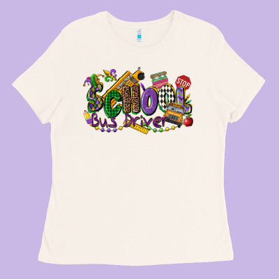 School Bus Driver Mardi Gras Ladies Tee Designed By Cowgirlartshop