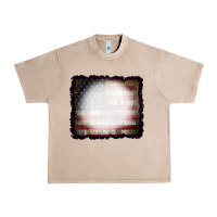 French Oak America Wood Flag with bBeach Effect Urban Heavy Tee - CowCowDesign