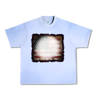 Grape Ice America Wood Flag with bBeach Effect Urban Heavy Tee - CowCowDesign