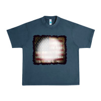 Midnight Navy America Wood Flag with bBeach Effect Urban Heavy Tee - CowCowDesign
