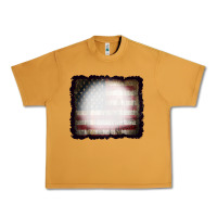 Peanut Butter America Wood Flag with bBeach Effect Urban Heavy Tee - CowCowDesign