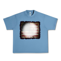 Pebble Blue America Wood Flag with bBeach Effect Urban Heavy Tee - CowCowDesign