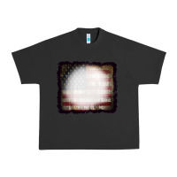 Pigment Black America Wood Flag with bBeach Effect Urban Heavy Tee - CowCowDesign