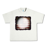 Pistachio America Wood Flag with bBeach Effect Urban Heavy Tee - CowCowDesign