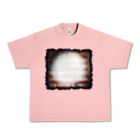 Salmon America Wood Flag with bBeach Effect Urban Heavy Tee - CowCowDesign