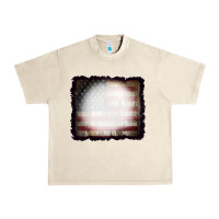 Sandshell America Wood Flag with bBeach Effect Urban Heavy Tee - CowCowDesign