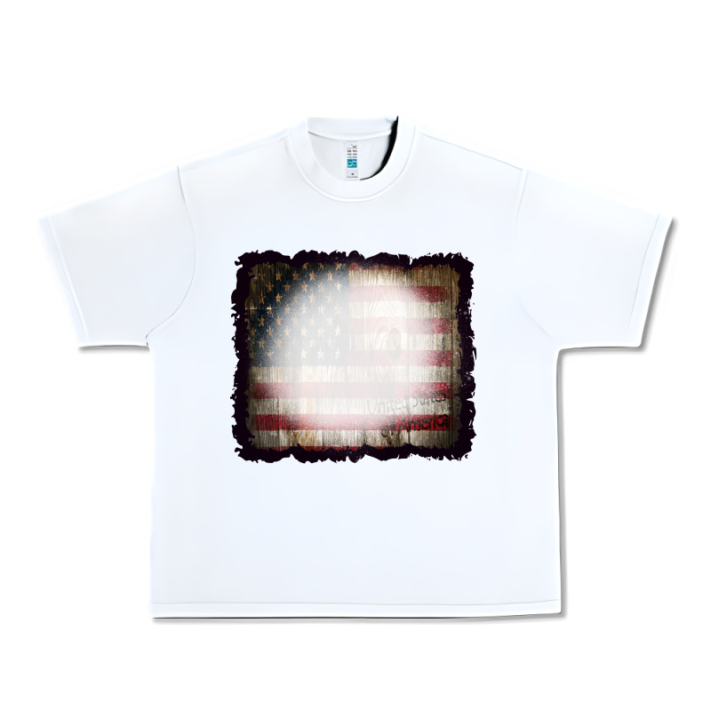 America Wood Flag With Bbeach Effect Urban Heavy Tee by CowCowDesign | Teevron