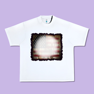 America Wood Flag With Bbeach Effect Urban Heavy Tee Designed By Cowcowdesign