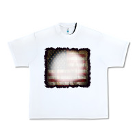 White America Wood Flag with bBeach Effect Urban Heavy Tee - CowCowDesign
