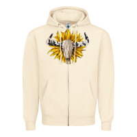 Sandshell cowhide bull skull and sunflower Zipper Hoodie - BarkalooDesign