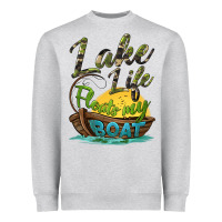 Heather Grey lake life floats my boat Heavyweight Sweatshirt - BarkalooDesign