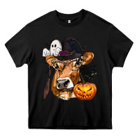 Black Boo Heifer Cow Halloween Heavy Core Tee - texasbilliewilder