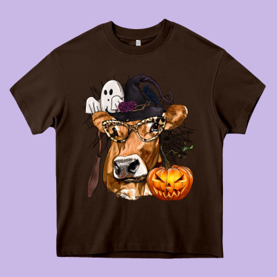 Boo Heifer Cow Halloween Heavy Core Tee Designed By Texasbilliewilder