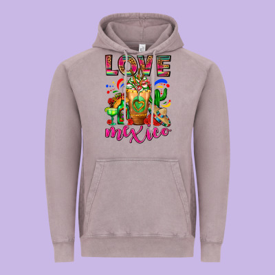 Love Mexico Cold Drink Frappe Vintage Hoodie Designed By Fadigitalartstudio