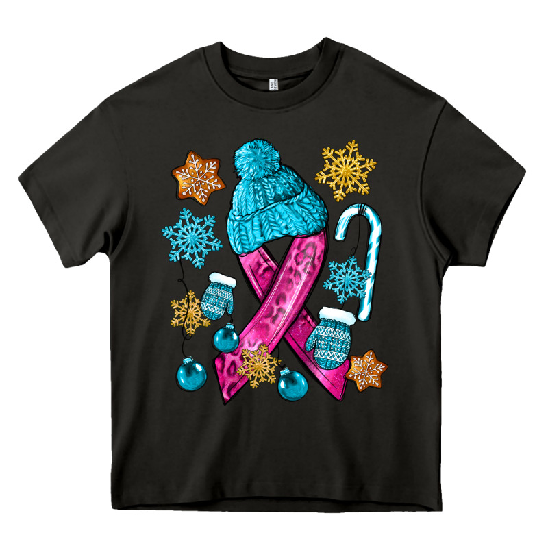 Winter Breast Cancer Ribbon Heavy Core Tee by NancyCooperArtShop | Teevron