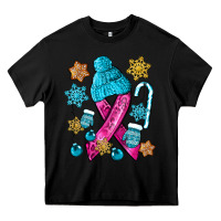 Black winter breast cancer ribbon Heavy Core Tee - NancyCooperArtShop