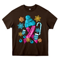Chocolate Brown winter breast cancer ribbon Heavy Core Tee - NancyCooperArtShop