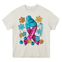Cream winter breast cancer ribbon Heavy Core Tee - NancyCooperArtShop