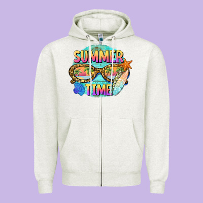 Summer Time Sunset Glasses Zipper Hoodie Designed By Barkaloodesign