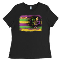 Black mardi gras flag Ladies Tee - CowGirlArtShop