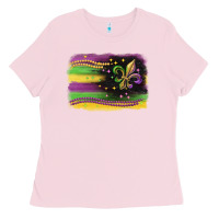 Bubblegum Pink mardi gras flag Ladies Tee - CowGirlArtShop