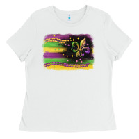White mardi gras flag Ladies Tee - CowGirlArtShop