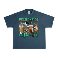 Midnight Navy dead inside but caffeinated skeleton coffee cups Urban Heavy Tee - Jasminsmagicworld