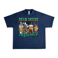 Navy dead inside but caffeinated skeleton coffee cups Urban Heavy Tee - Jasminsmagicworld