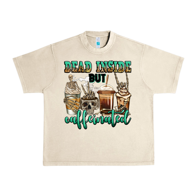 Dead Inside But Caffeinated Skeleton Coffee Cups Urban Heavy Tee by Jasminsmagicworld | Teevron