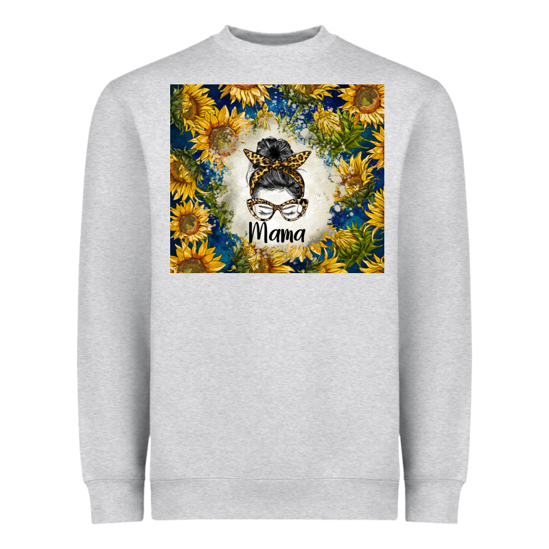 Sunflowers Messy Bun Mama Heavyweight Sweatshirt by BarkalooDesign | Teevron