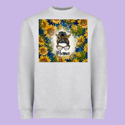 Sunflowers Messy Bun Mama Heavyweight Sweatshirt Designed By Barkaloodesign