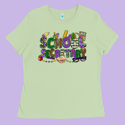 School Secretary Mardi Gras Ladies Tee Designed By Cowgirlartshop