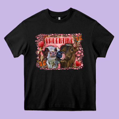Valentine Heifers Heavy Core Tee Designed By Ranaportraitstore