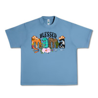 Pebble Blue Blessed Mama Urban Heavy Tee - CowCowDesign