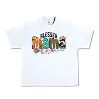 White Blessed Mama Urban Heavy Tee - CowCowDesign