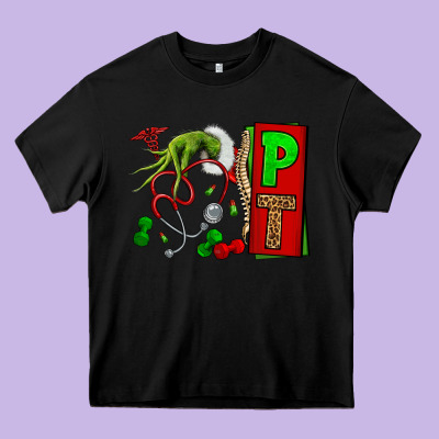 Christmas Character Nurse Heavy Core Tee Designed By Nancycooperartshop