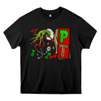 Black Christmas Character Nurse Heavy Core Tee - NancyCooperArtShop