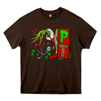 Chocolate Brown Christmas Character Nurse Heavy Core Tee - NancyCooperArtShop