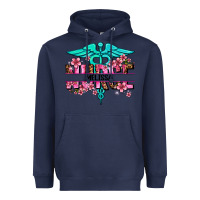 Navy floral nurse custom name Heavyweight Hoodie - AdoDesignShop