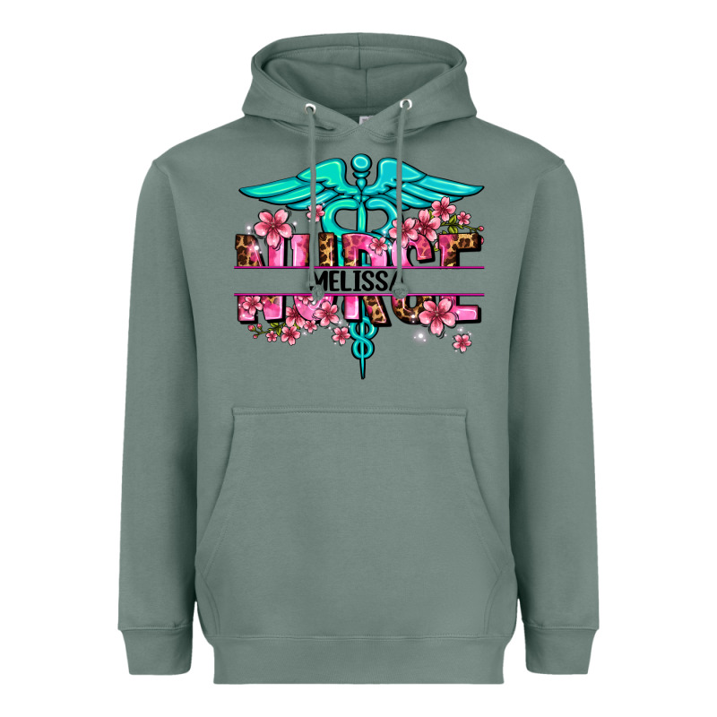Floral Nurse Custom Name Heavyweight Hoodie by AdoDesignShop | Teevron