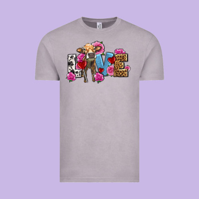 Love With Cow Olivia Vintage Tee Designed By Oliviacreatesart