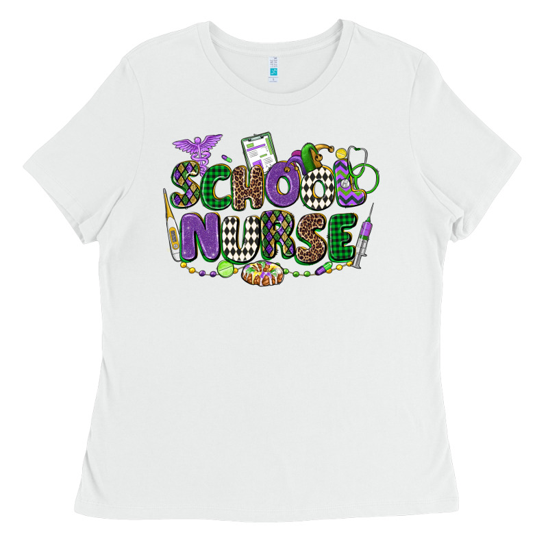 School Nurse Mardi Gras Ladies Tee by CowGirlArtShop | Teevron