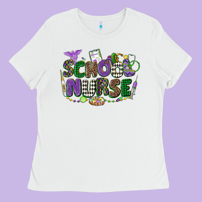 School Nurse Mardi Gras Ladies Tee Designed By Cowgirlartshop