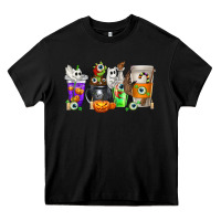 Black Halloween Coffee Cups Heavy Core Tee - texasbilliewilder