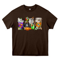 Chocolate Brown Halloween Coffee Cups Heavy Core Tee - texasbilliewilder