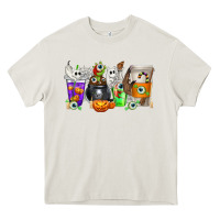 Cream Halloween Coffee Cups Heavy Core Tee - texasbilliewilder