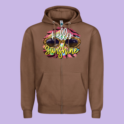 Hello Sunshine Zipper Hoodie Designed By Barkaloodesign