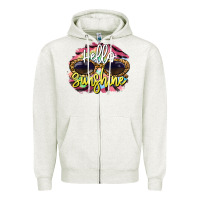 Oatmeal Heather hello sunshine Zipper Hoodie - BarkalooDesign