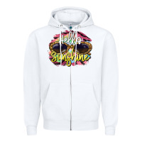 White hello sunshine Zipper Hoodie - BarkalooDesign
